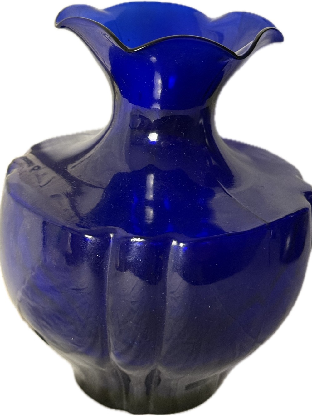 VTG Deep Cobalt Blue Art Glass Vase - Decorative Home Accent RETRO